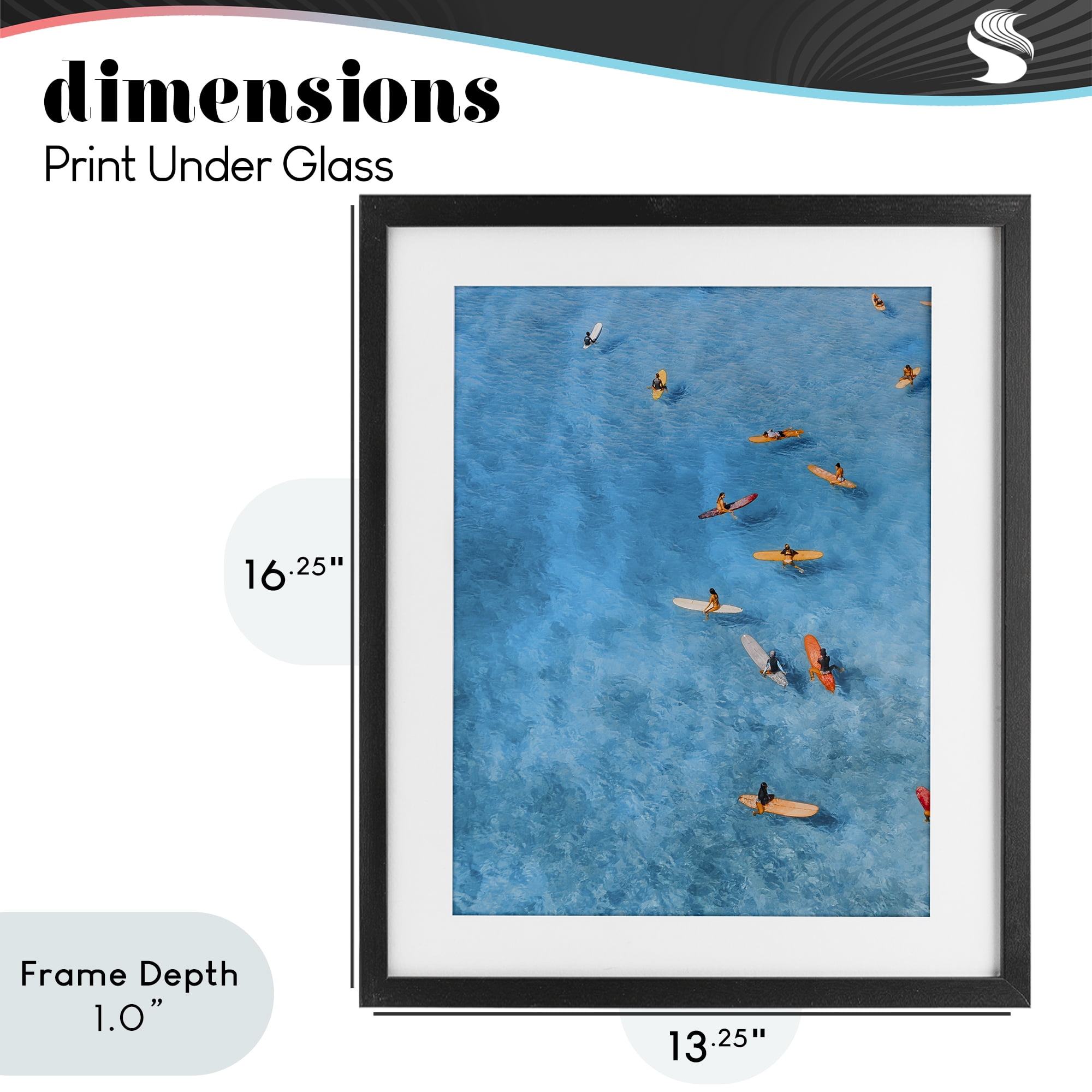 Stupell Industries Leisurely Surfers on Sea Black Framed Print Under Glass, design by Jesse Keith