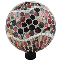 Very Cool Stuff Copper Penny Wave Tile Gazing Globe, 10 inches - Handcrafted Mosaic Glass Décor with Hanging Chain for Garden, Patio & Home