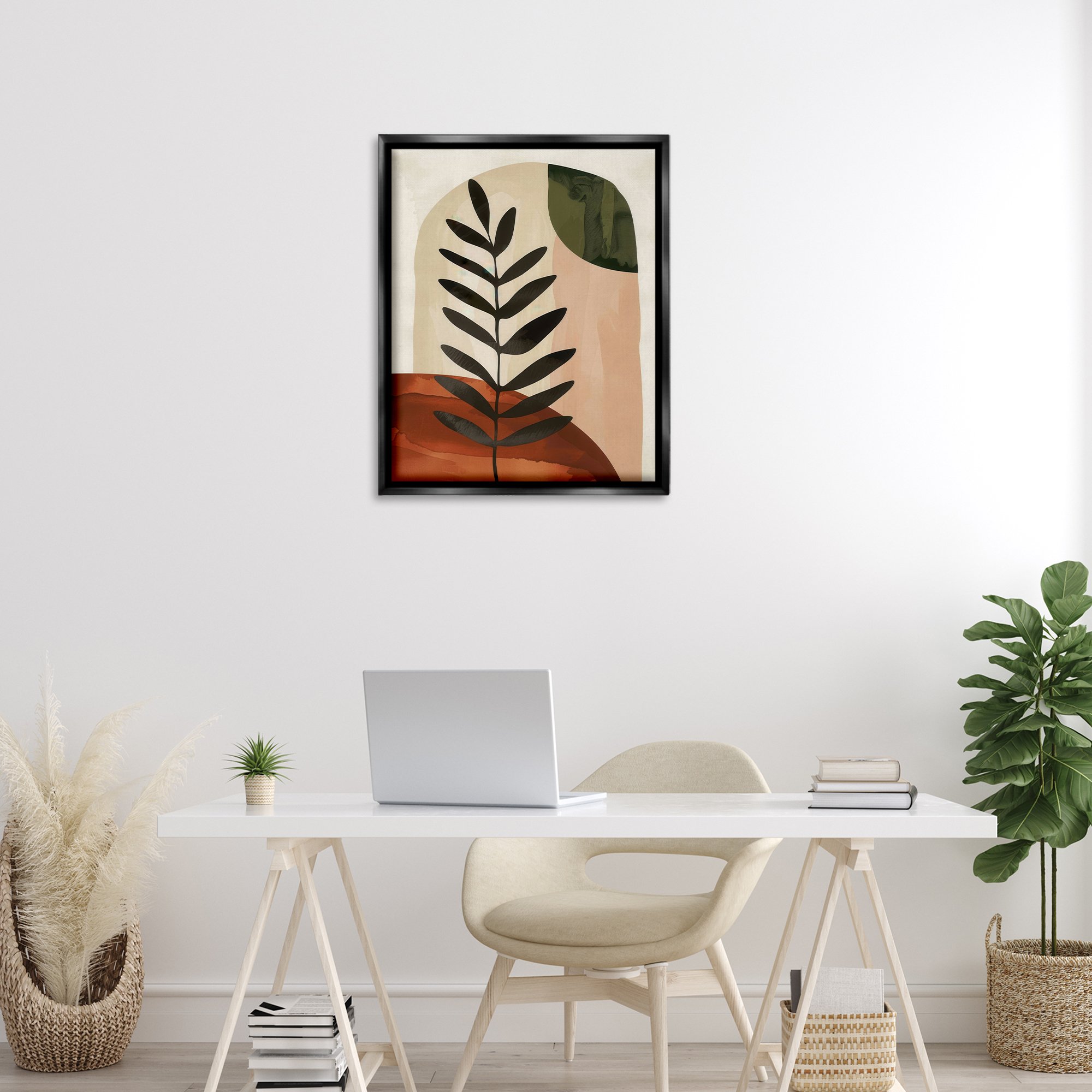 Stupell Industries Fern Strand Neutrals Plants & Flowers Painting Black Floater Framed Canvas Art Print Wall Art, 25 x 31