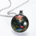 thumbnail image 2 of Flamingo Glass Circular Pendant Necklace - Women's Fashion Necklace, 2 of 5