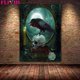 thumbnail image 1 of Pintura en lienzo de arte de pared Vintage gótico, cuervo y Calavera, pintura de esqueleto botánico, brujería, Impresión de Póster Artístico, 1 of 4