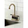 thumbnail image 2 of Kingston Brass KB5493KNL Convergent Double-Handle 4" Centerset Bar Faucet with Knurled Handle, Antique Brass, 2 of 6