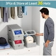 thumbnail image 2 of Three-Piece Stackable Baseball Cap Storage Cap For Up To 36 Hats Wardrobe Hat Organizer, Men's Sturdy Cap Box With Cardboard, 2 of 9
