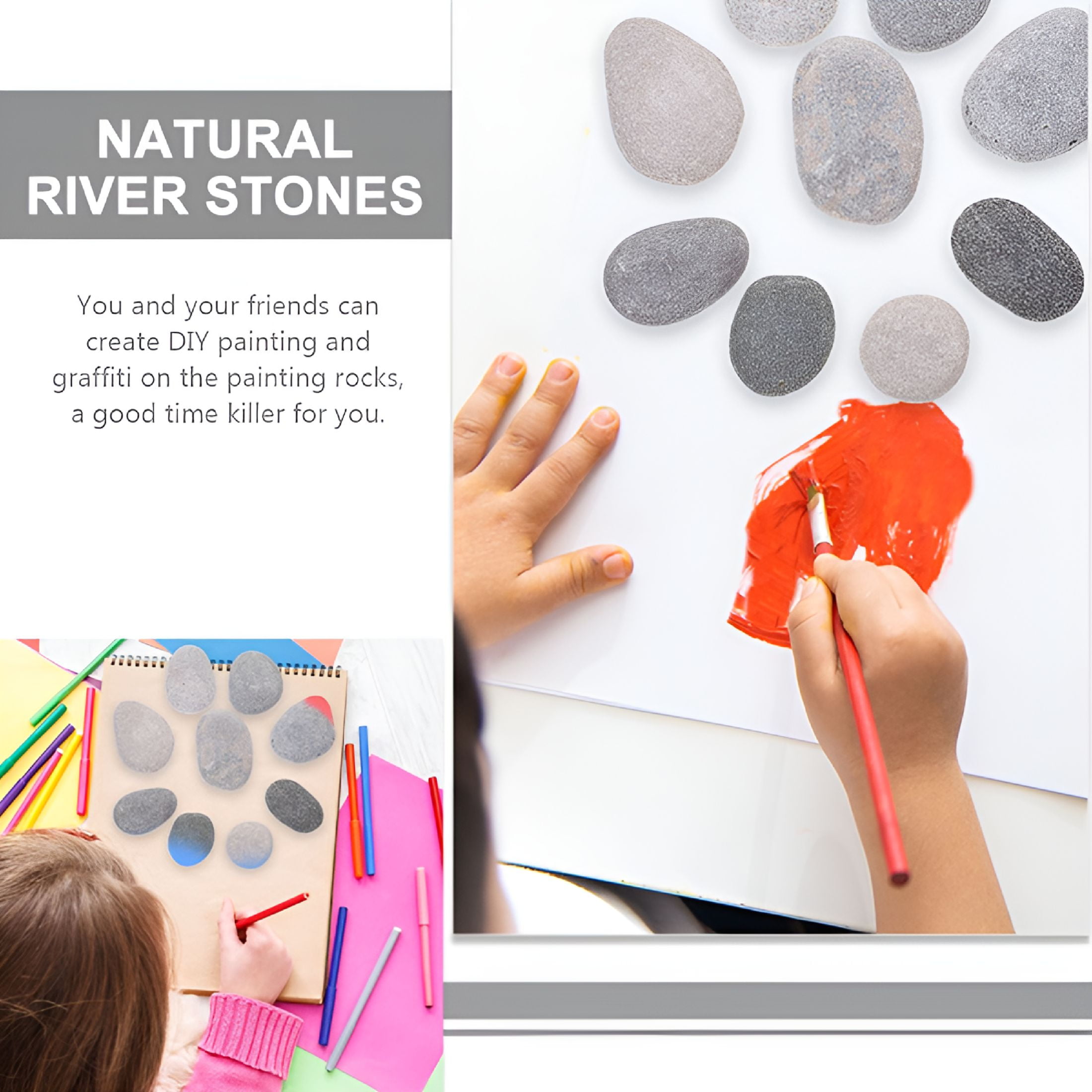 CCOCC 2026 New 2 Pcs Creative Painting Stones Diy Painting Stone Flat Rocks for Painting for Crafts, Art, School Projects, Home Decor, Kids Decorative Rocks Painting Pebble Child