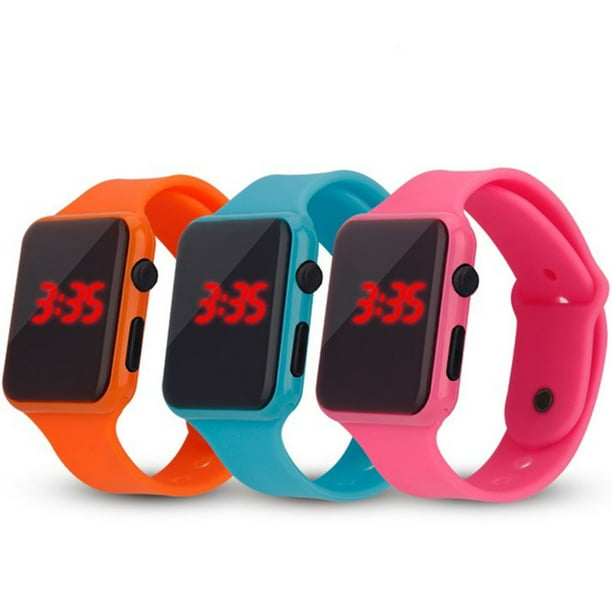 New square mirror face silicone band digital watch red led watches metal frame wristwatch sport clearance clock