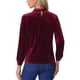 thumbnail image 3 of Blusa elegante casual de terciopelo para mujer con cuello alto y mangas largas en color burdeos XS, 3 of 5