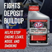 STP High Mileage Oil Treatment + Stop Leak Engine Oil Additive, 15 fl oz