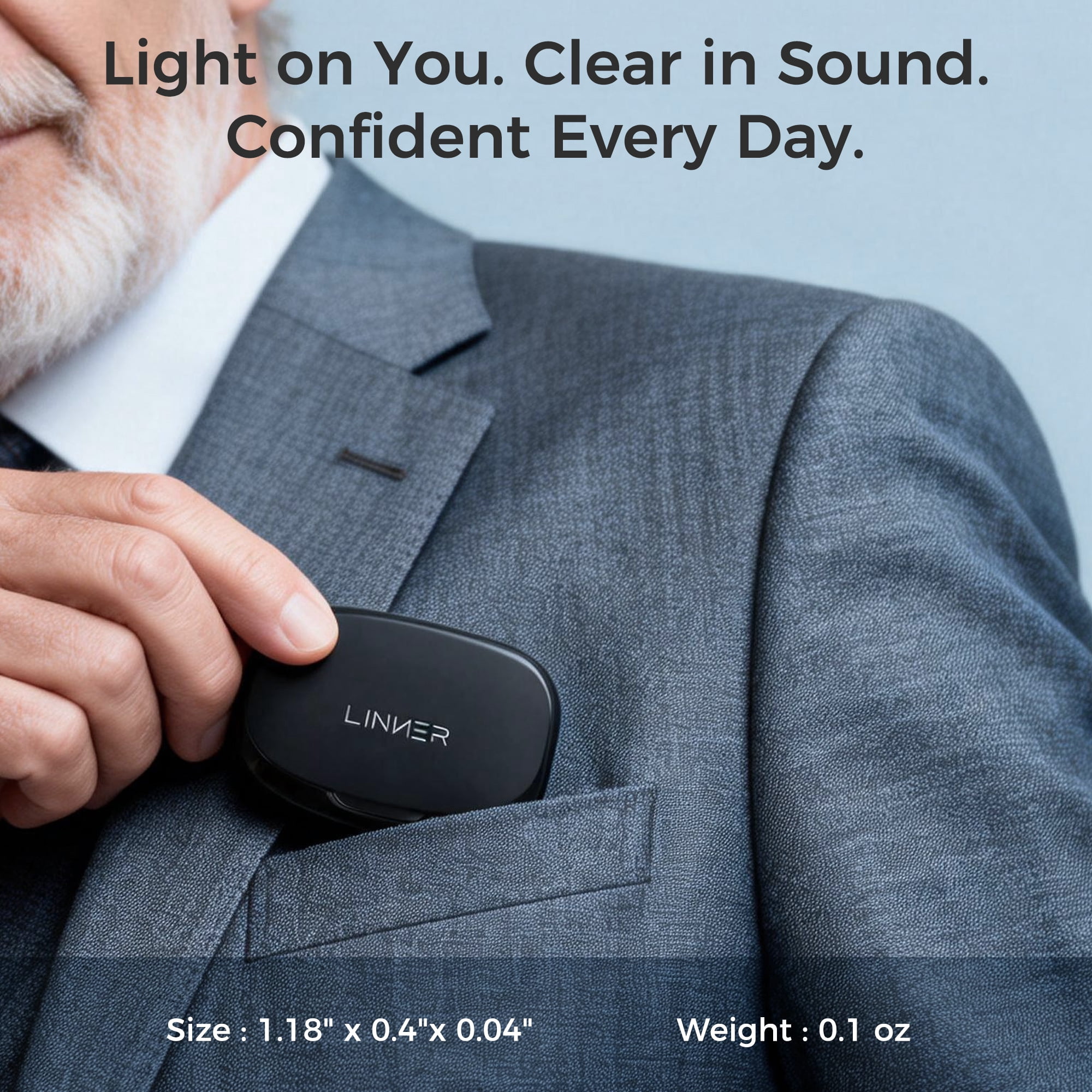 LINNER OTC Hearing Aids for Adults, Rechargeable Hearing Aids with Noise Cancelling, Bte Ric Style, Black