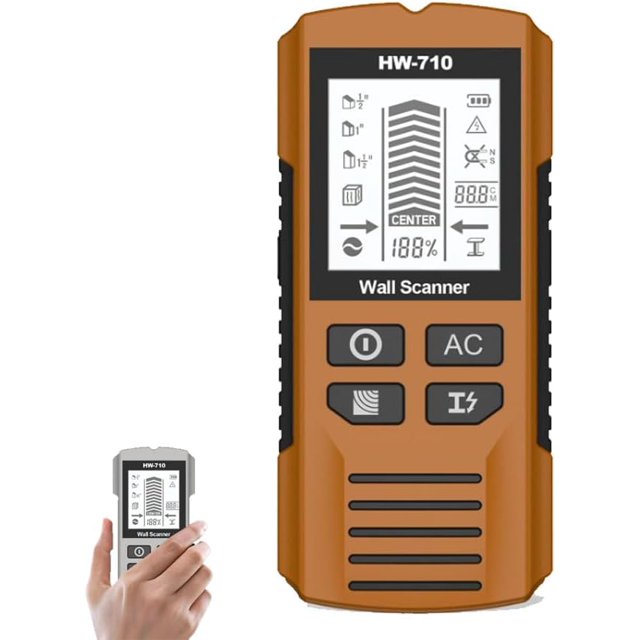 Multifunctional Handheld Metal & Wall Detector, 5 in 1 Stud Finder Scanner, Portable Wire Pipe Power Scanner with LCD Display, Suitable for Detecting Metal, Cables, Wood (#B)