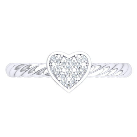 Heart Shaped Diamond Promise Rings (Dazzlingrock Collection 0.06 Carat (Ctw) Sterling Silver Round White Diamond Ladies Bridal Heart Shaped Promise Ring, Size)