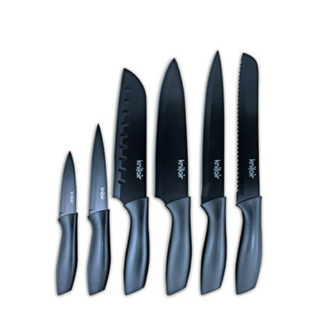 6 Kitchen Knives - Best Kitchen Knife Set from KNIFAIR- Bread, Carving, Chefâ€™s, Santoku, Utility and Paring Knife - Ceramic Coating for Easy Cutting - Extra Sharp Stainless Steel Blades + Free (Best Easy Pumpkin Carving)