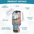 thumbnail image 2 of Yayeee 40oz Stainless Steel Tumbler with Straw and Handle Double-Wall Insulated Travel Water Bottle, Pink Boat, 2 of 8