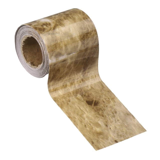 Uxcell Wood Grain Wallpaper Border 2" x 16.4ft Textured Frame Sticker, Brown Stone