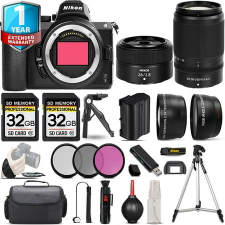 Nikon Z5 Mirrorless Camera with 50-250mm f/4.5-6.3 VR Lens + 28mm f/2.8 Lens + Handbag + 3 PC Filter Set + 64GB