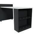 thumbnail image 2 of 80-inch Expandable Kitchen Island with Dining Table, Marble-Grain Countertop with Power Outlet, Mobile Storage Cart with Cabinet & 2 Drawers, Kitchen Prep Table (Black), 2 of 27