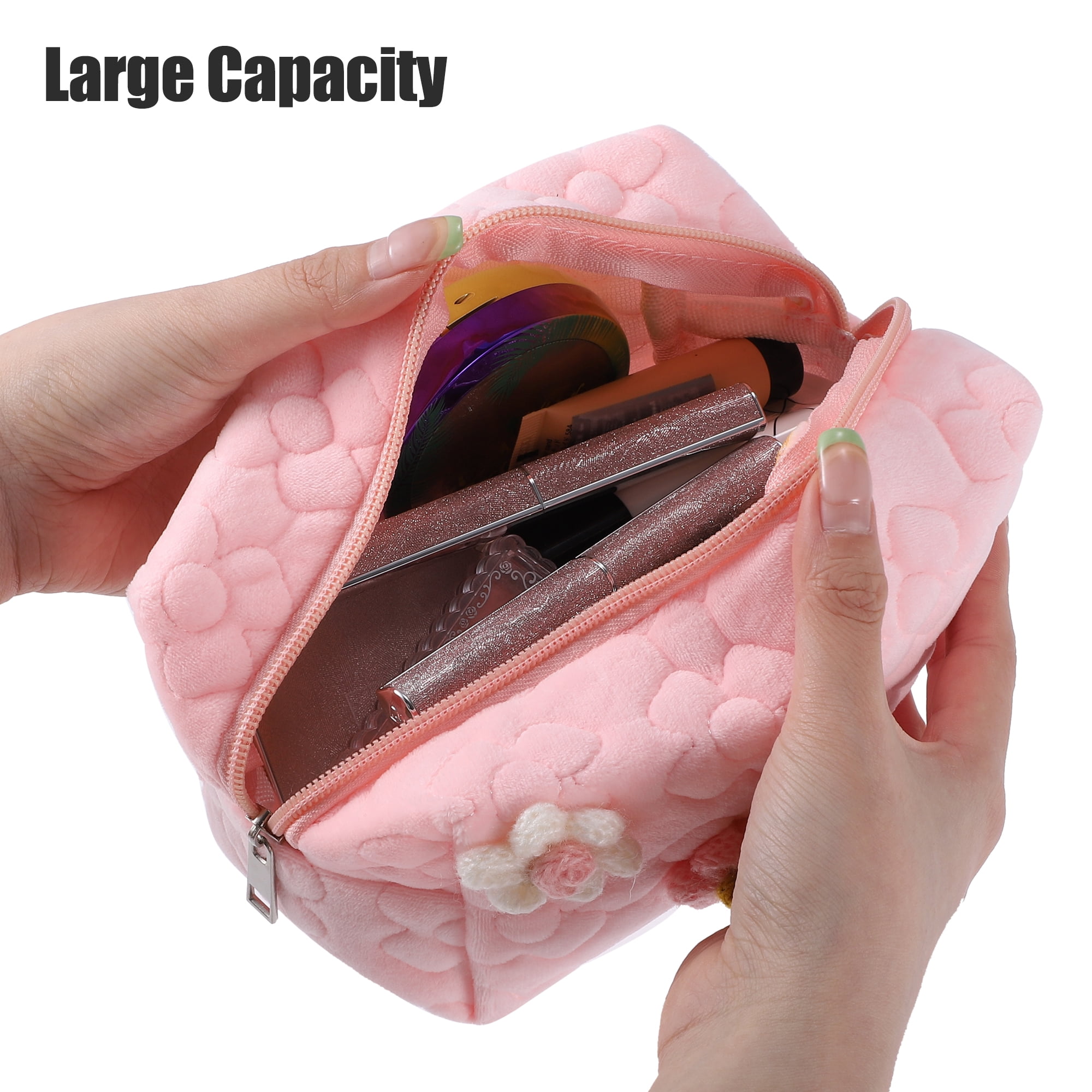 Unique Bargains 1Pcs Travel Makeup Organizer Bag Cosmetics Storage Bag Portable Pink