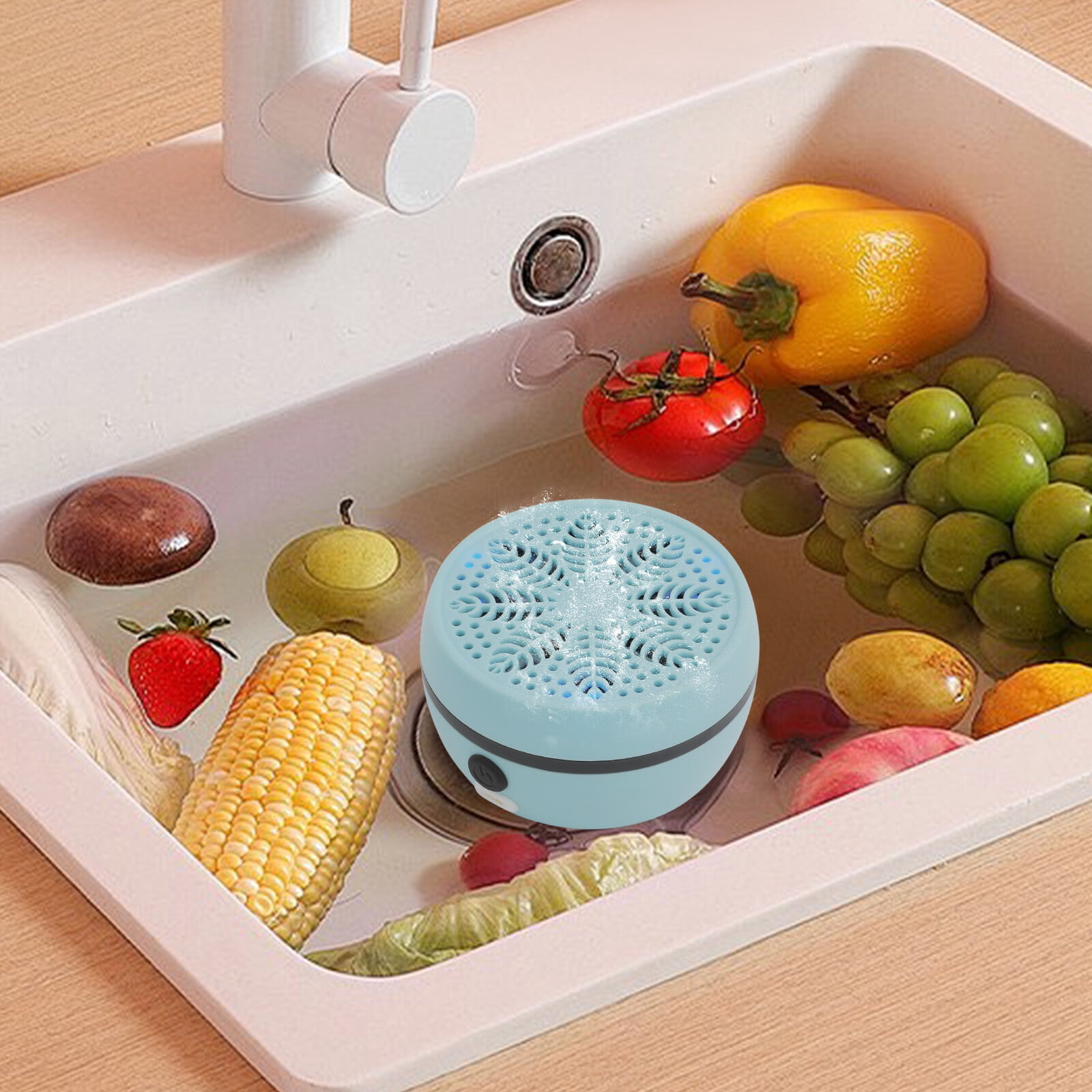 Fruit and Vegetable Washer, Fruit and Vegetable Cleaner Machine, Portable Vegetable Washing Device, High-End Sky Blue, Hydroxyl Ion Purification, Wireless Rechargeable, 3 Modes, IPX7 Waterproof