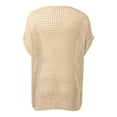 thumbnail image 5 of Womens Tops Blouses Neck Short Sleeve Sweater Crochet Out Knit Pullover Cover Up Womens Tee, 5 of 6
