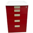 thumbnail image 4 of 4-Drawer Mobile Dental Storage Cabinet Stainless Steel Storage Cart with 2 ABS Trays Red, 4 of 6