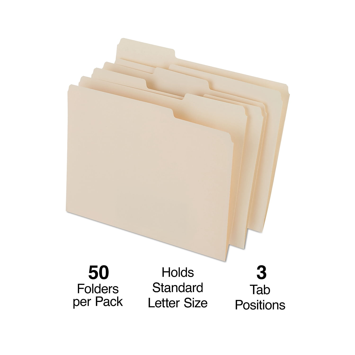 MyOfficeInnovations 3 Tab Heavyweight Manila File Folders Letter 50/Box 744100