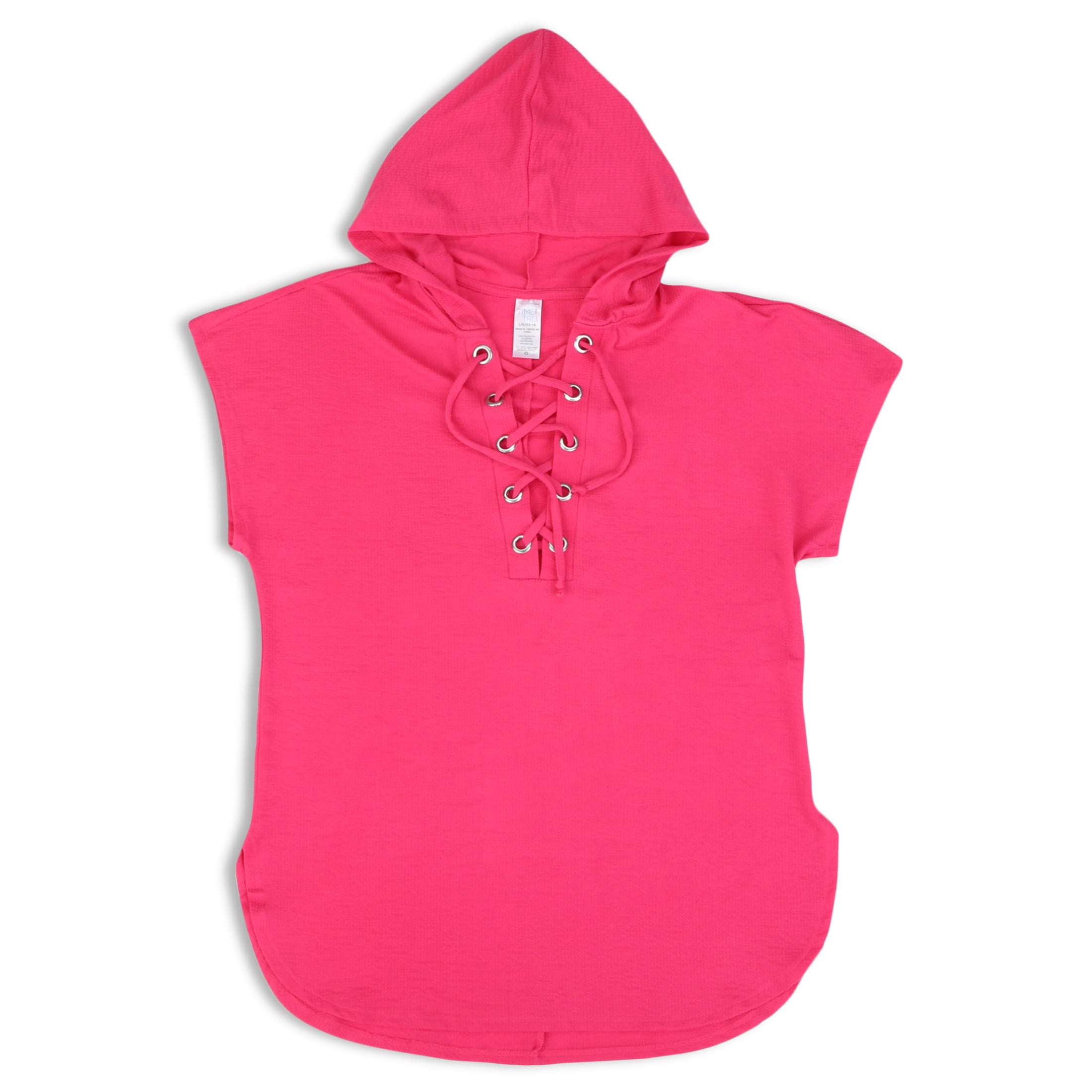 Time and Tru Women's and Plus Hooded Lace Up Cover Up