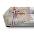thumbnail image 3 of Retro Soft Flannel Fleece Blanket, Fox with Skirt and Polka Dotted Socks Holding a Flower on a Pastel Toned Background, Cozy Plush for Indoor and Outdoor Use, 70" x 90", Multicolor, by Ambesonne, 3 of 6