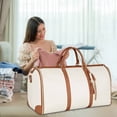 thumbnail image 4 of Garment Tote Bag for Travel with Shoe Pouch, 2 in 1 Convertible Hanging Suitcase Suit Carry On Duffel Bag, Large Leather Weekender Bag for Women, Water Resistant Carryall for Business Trip Weekend, 4 of 5