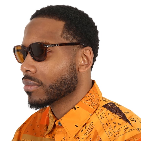 Persol Brown Square Unisex Sunglasses PO3244S 24/33 53