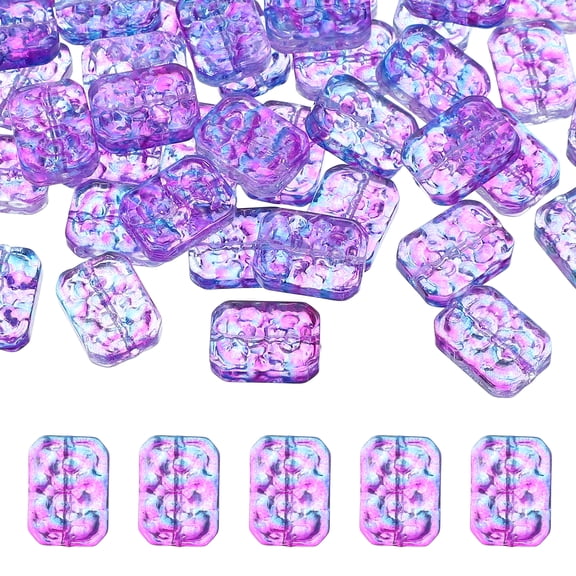 Uxcell 30 Pcs Crystal Beads for Jewelry Making, Faceted Glass Loose Beads Bulk Rectangular Bead Charm for DIY Crafts Jewelry Keychain Making, Dark Purple