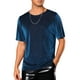 thumbnail image 4 of Camisetas de malla transparente INSPIRE CHIC para hombres, camiseta de manga corta, camiseta brillante de purpurina metálica 2XL azul, 4 of 5