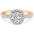 thumbnail image 5 of IGI Certified 1 Carat Round Shape Lab Grown Diamond Engagement Ring | 14K Rose Gold |Elle Classic Halo Diamond Ring | FG-VS1-VS2 Quality Friendly Diamonds, 5 of 6