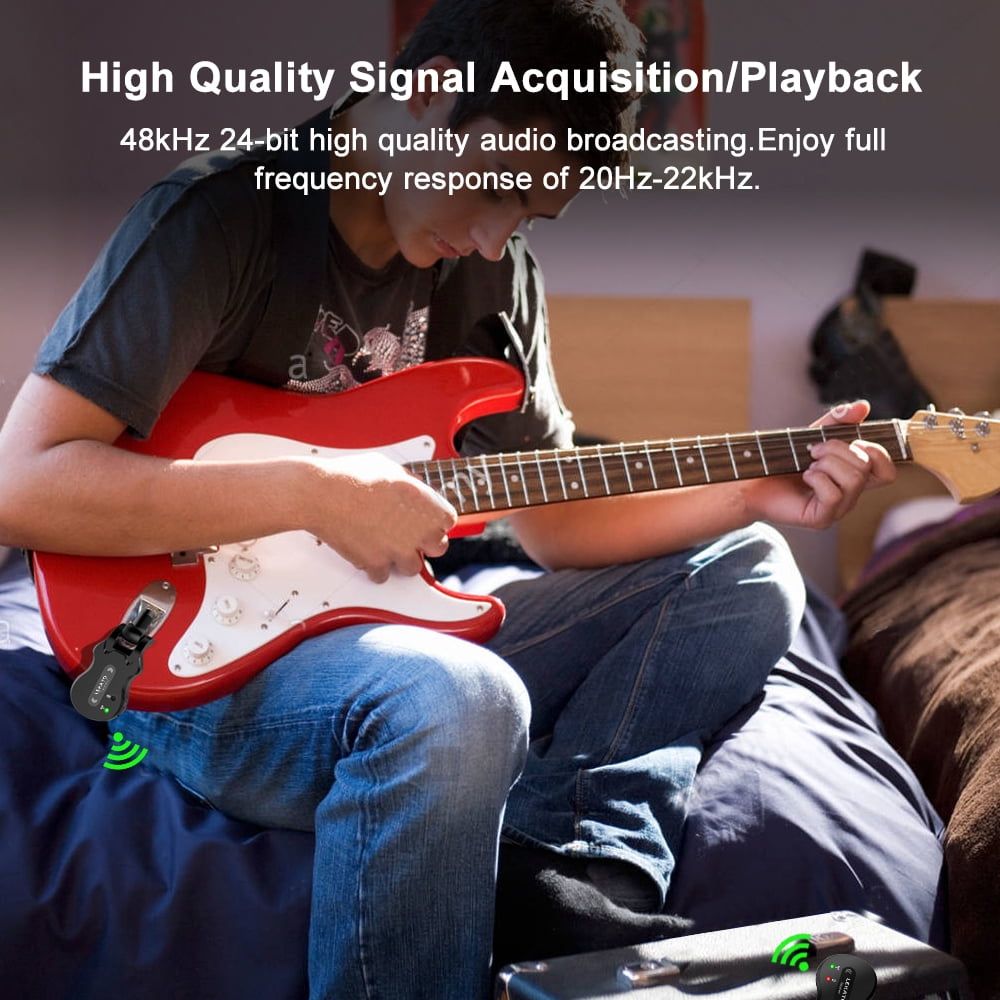 Lekato Wireless Guitar System 5.8 Ghz Stereo Receiver with USB cable 48K/24bit high quality signal