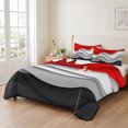 thumbnail image 2 of King Quilt Set 96''x106'', Red Black Ombre Lightweight Bedspread Coverlet Set with 2 Pillow Shams, Modern Abstract Moire Art Geometric Breathable All Season Quilt Bedding for Bedroom/Guest Room, 2 of 9