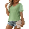 thumbnail image 2 of MOSHU Summer Womens Tops Dressy V Neck Blouses for Women Swiss Dot Puff Sleeve Shirts, 2 of 8