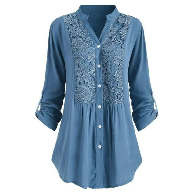 TIMIFIS Women's Oversized Shirts Blouses Tops Long Sleeve High Low Button Up Shirts - Fall