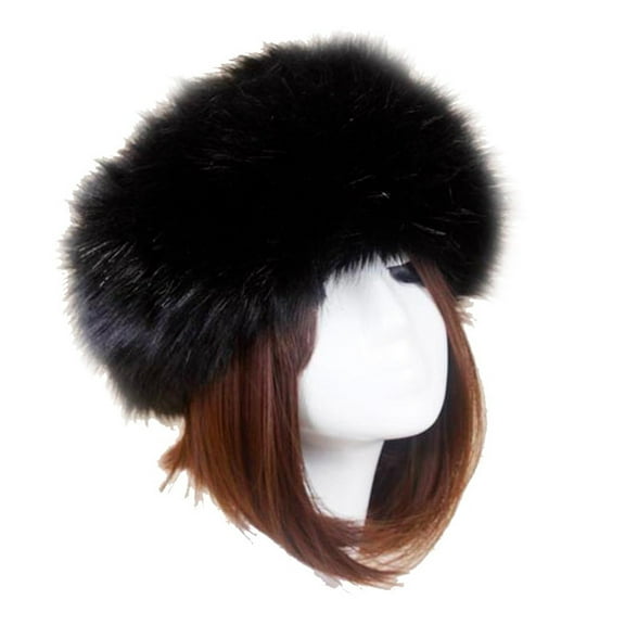 qolati Faux Fur Hat for Women Warm Cossack Style Visor Hat Winter Puffy Hat for Casual, Trips, Sports, Skiing