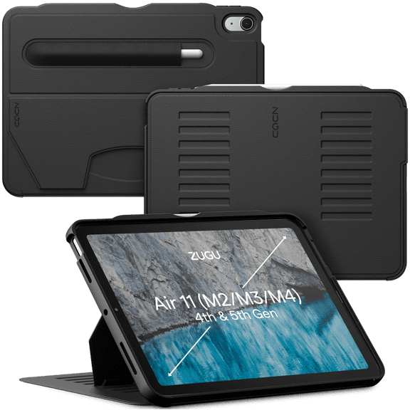 ZUGU CASE for iPad Air 11 (M2/M3/M4) 2024/2025/2026 & Gen 4 & 5 10.9 Inch (2020/2022) - Protective, Ultra Thin, Magnetic Stand, Sleep/Wake Cover - Black
