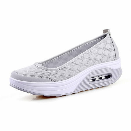 KAQ Women Wedge Shoes Breathable Mesh Platform Slip ON Casual Walking Sneakers Anti-Slip Comfortable Platform Loafers