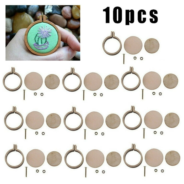 10 Sets Mini Embroidery Hoop Ring Wooden Cross Stitch Frame for Hand Crafts DIY