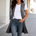 thumbnail image 4 of Women Cardigan Long Sweater Vests Sleeveless Open Front Tunic Vest Long Tops Light Weight Cardigan Grey S, 4 of 6