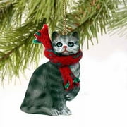 Conversation Concepts Tabby Cat Tiny Mini Christmas Ornament Silver Shorthaired