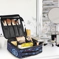 thumbnail image 5 of FORMRS Travel Makeup Bag Large Capacity Train Case Cosmetic Organizer with Adjustable Dividers, Blue Fireworks Pattern, 5 of 8