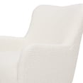 thumbnail image 3 of Nimbus 27.5" Ivory White Boucle Accent Chair - Curved Armchair for Living Room or Bedroom. Comfortable Faux Sheepskin Upholstery, Rubberwood Legs. 300lb Capacity., 3 of 9