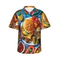 thumbnail image 1 of Fotbe Vibrant Picnic Food Spread Camisa Hawaiana para Hombre Unisex – Camisa Casual de Verano con Botones de Manga Corta de Algodón y Lino,Medium, 1 of 7