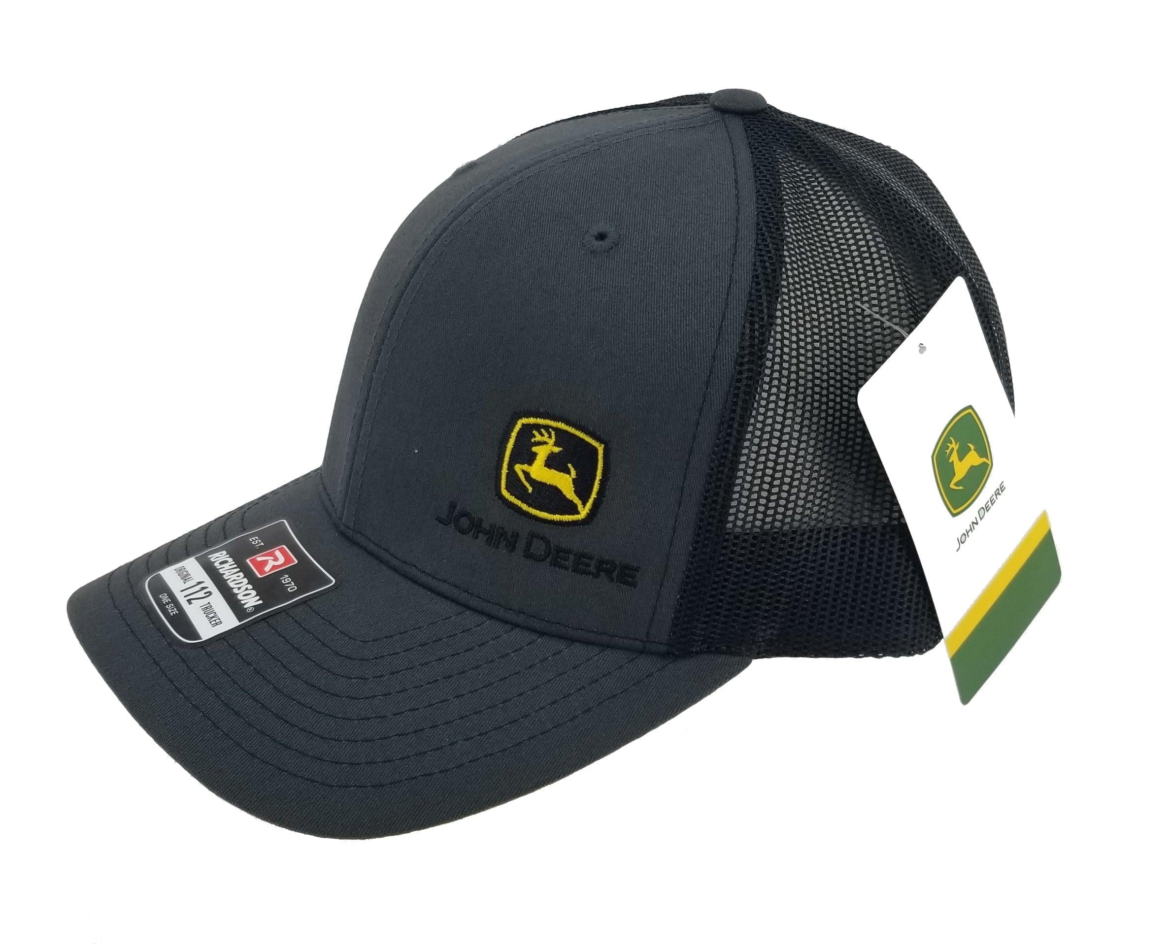 Men's John Deere Suede Logo Olive & Black Mesh Back Hat