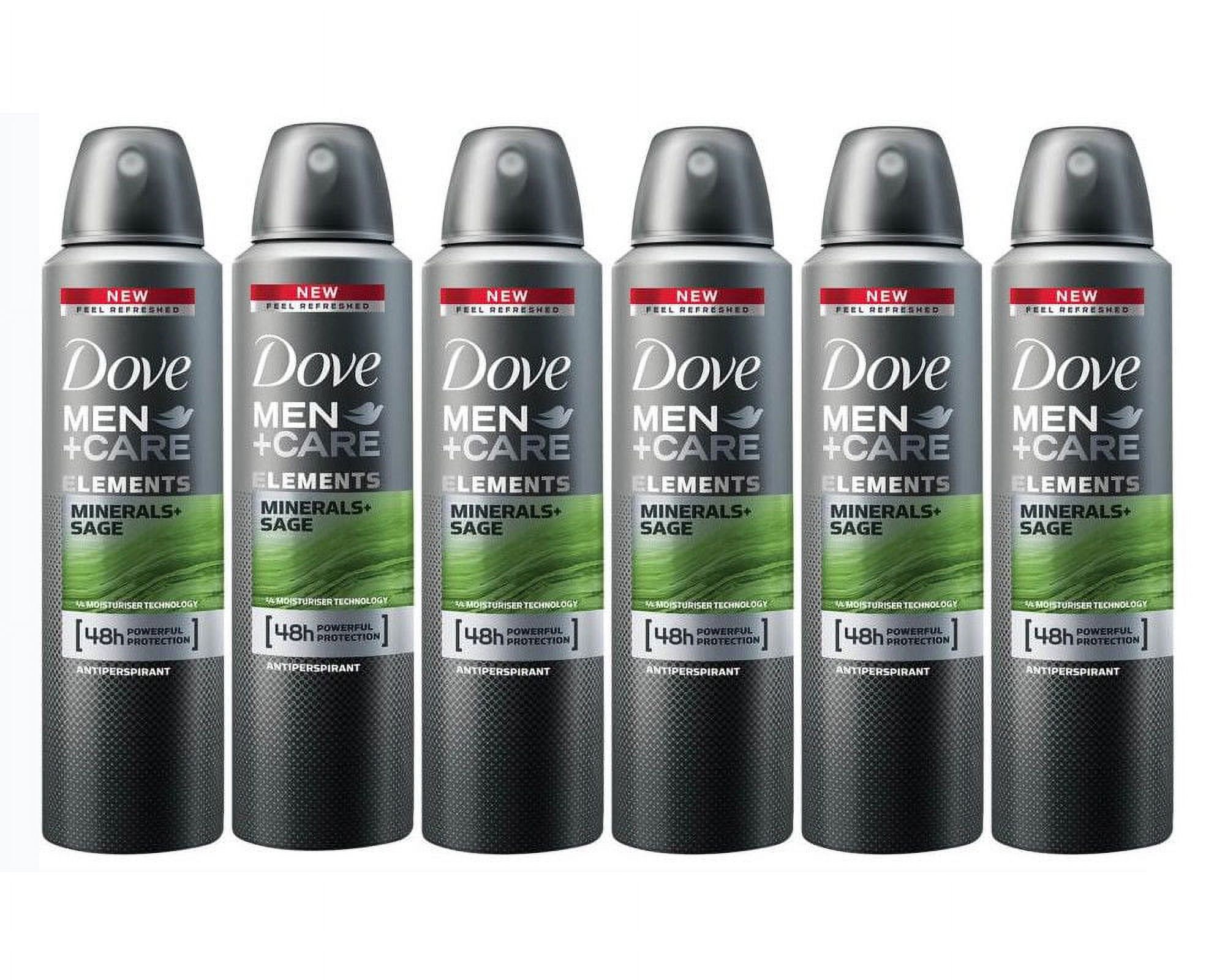 6 Pack Dove Mens+Care Elements Minerals + Sage Antiperspirant Deo Spray 150ml - image 2 of 2