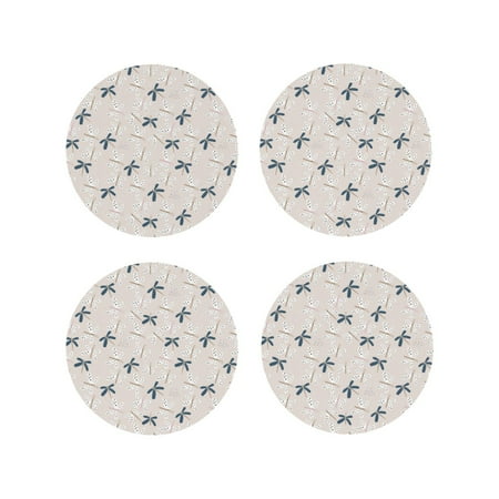 

Drink Coasters Set of 4 Dots dragonflies Leather Coasters for Coffee Table Protector Heat Resistant Cute Coasters for Home Decor Housewarming Gifts Bar Kitchen 4 Inch Round Shape