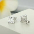 thumbnail image 2 of 1Ct Princess Real Moissanite Solitaire Stud Earrings White Gold Plated Silver, 2 of 4