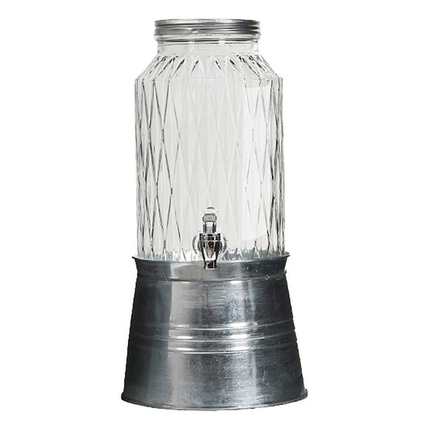 Dispensador de bebidas de vidrio en barril, botellero de 6 l para bebidas frías y calientes, ideal para la mesa del comedor. B