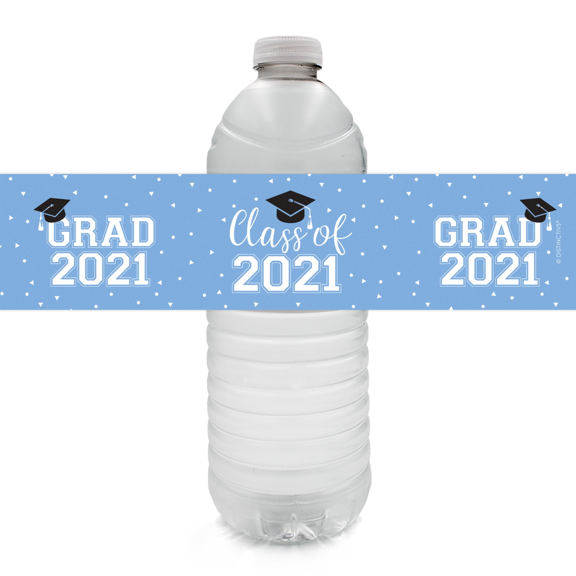 Graduation Blue Water Bottle Wrappers Set of 12 Graduation Party Favors 